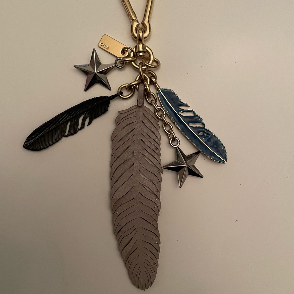 Coach Leather & Metal Feather & Star Bag Charm